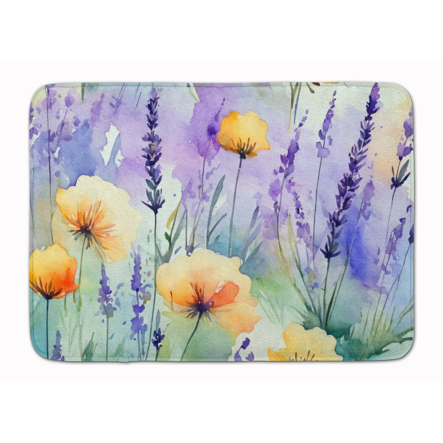 Lavender in Watercolor Memory Foam Kitchen Mat Image 1