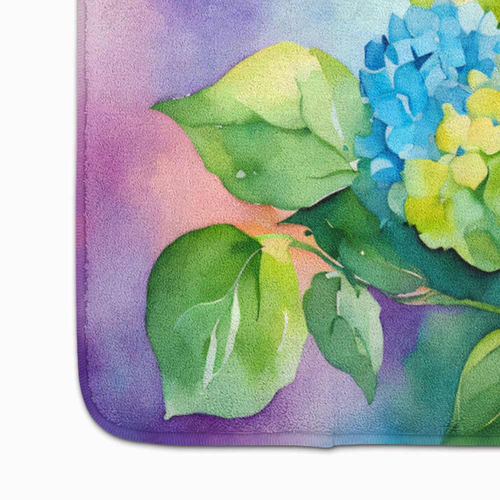 Hydrangeas in Watercolor Memory Foam Kitchen Mat Image 4