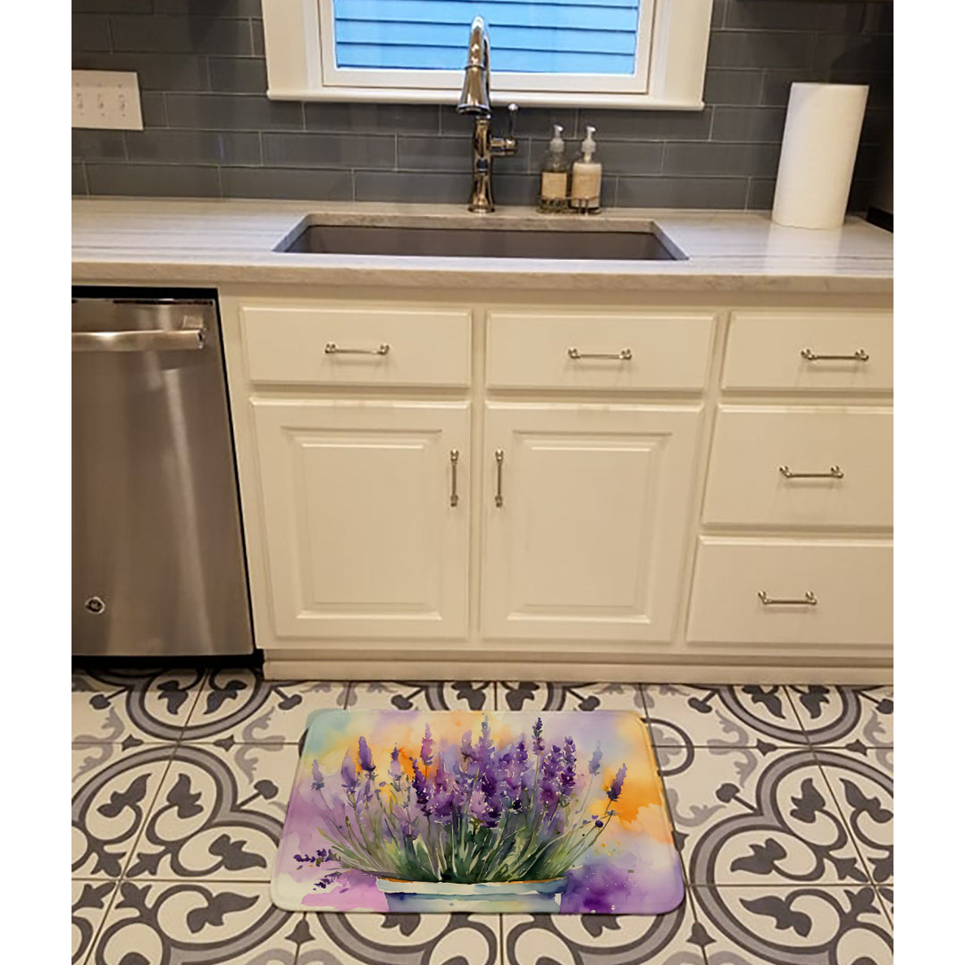 Lavender in Watercolor Memory Foam Kitchen Mat Image 2