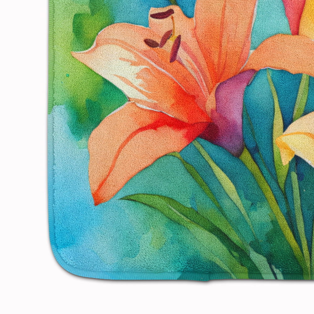 Lilies in Watercolor Memory Foam Kitchen Mat Image 4