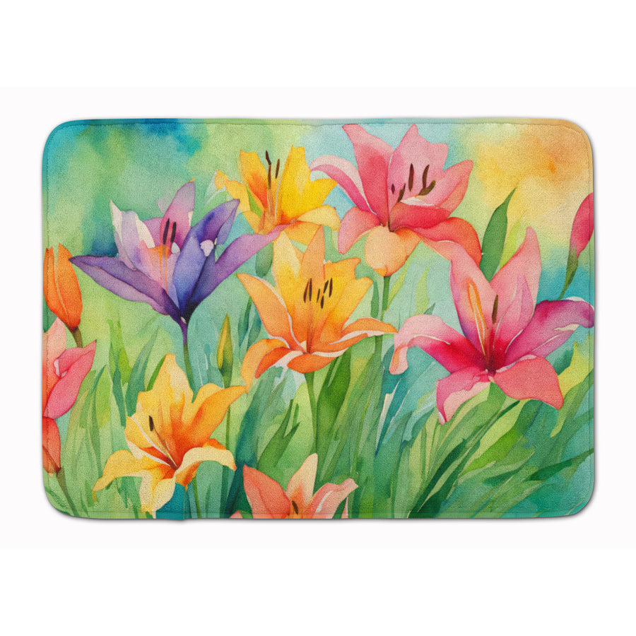 Lilies in Watercolor Memory Foam Kitchen Mat Image 1