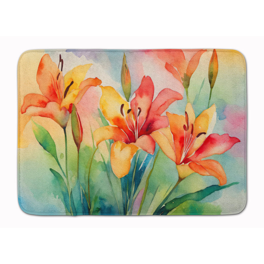 Lilies in Watercolor Memory Foam Kitchen Mat Image 1