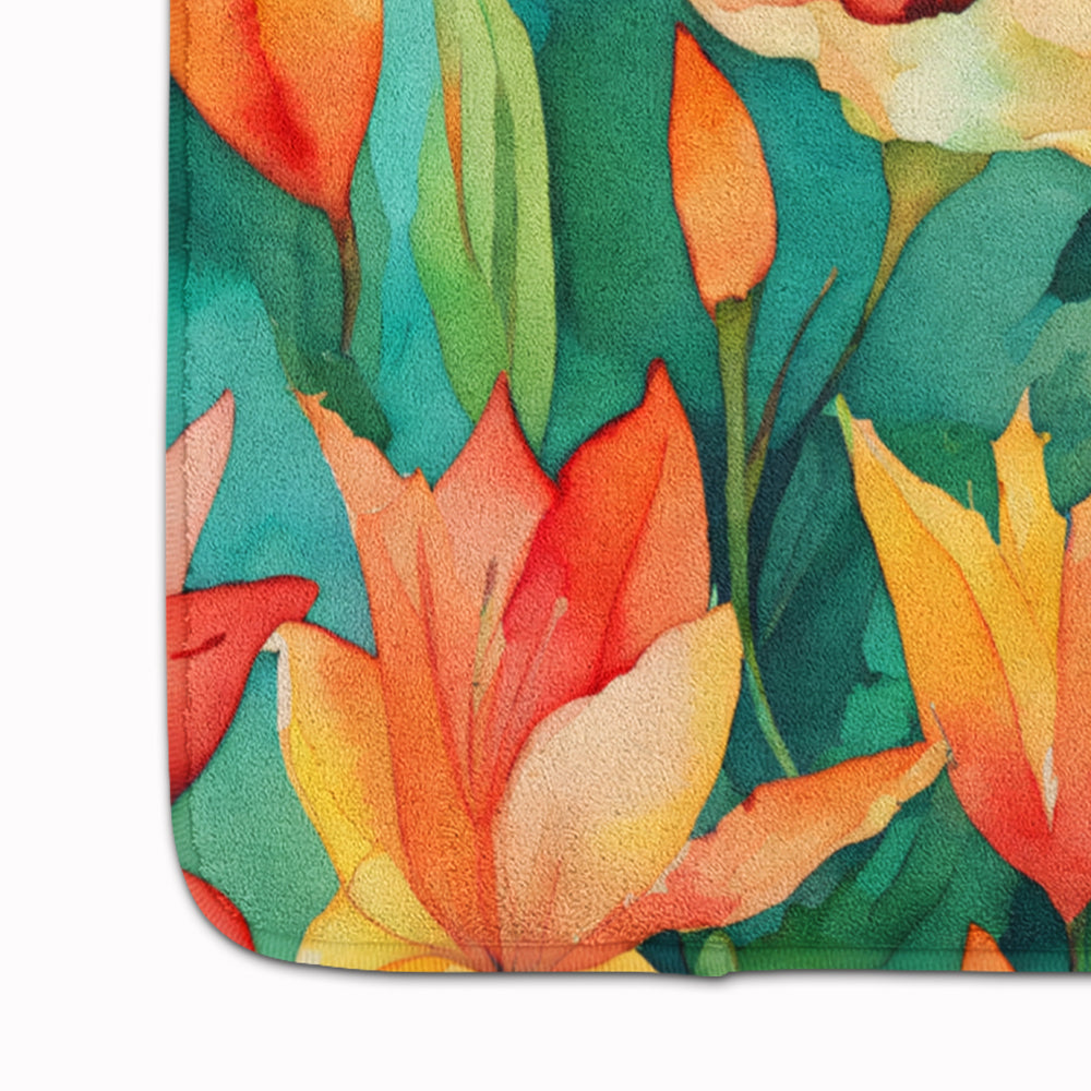 Lilies in Watercolor Memory Foam Kitchen Mat Image 4