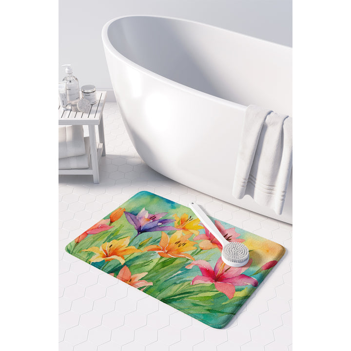 Lilies in Watercolor Memory Foam Kitchen Mat Image 3