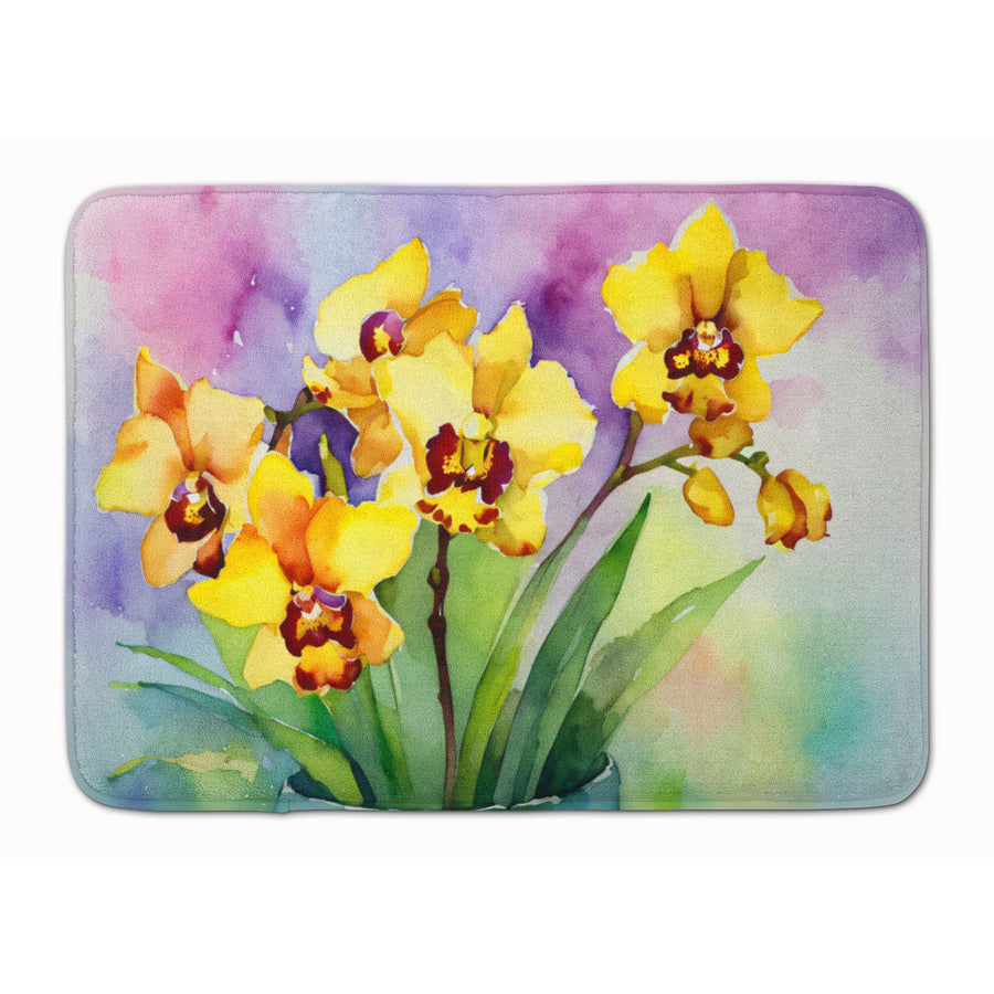 Orchids in Watercolor Memory Foam Kitchen Mat Image 1