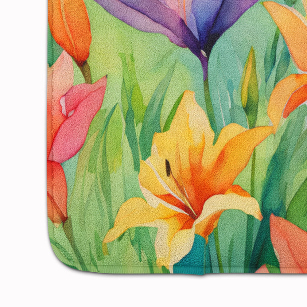 Lilies in Watercolor Memory Foam Kitchen Mat Image 4