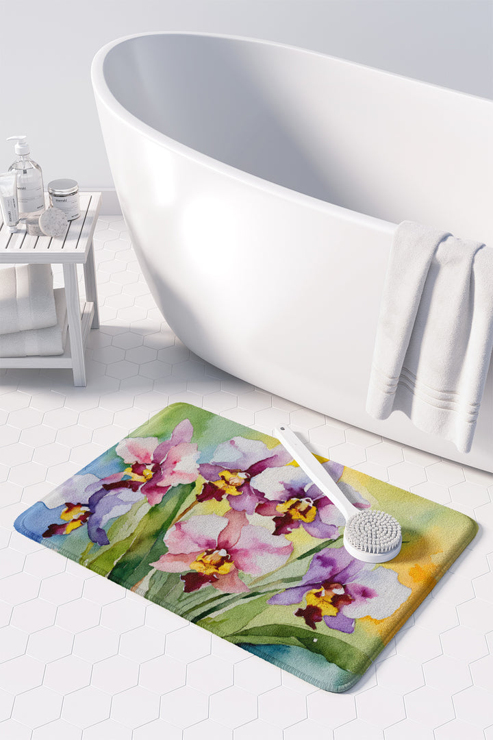 Orchids in Watercolor Memory Foam Kitchen Mat Image 3