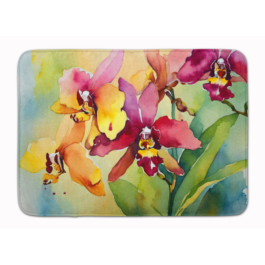 Orchids in Watercolor Memory Foam Kitchen Mat Image 1