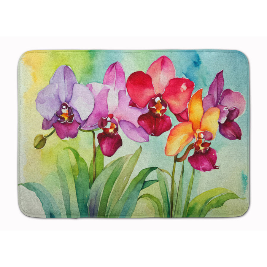 Orchids in Watercolor Memory Foam Kitchen Mat Image 1