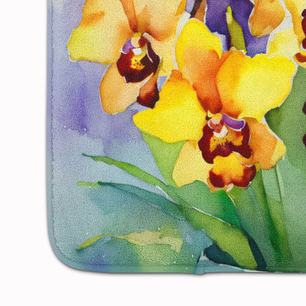 Orchids in Watercolor Memory Foam Kitchen Mat Image 4