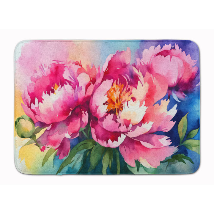 Peonies in Watercolor Memory Foam Kitchen Mat Image 1