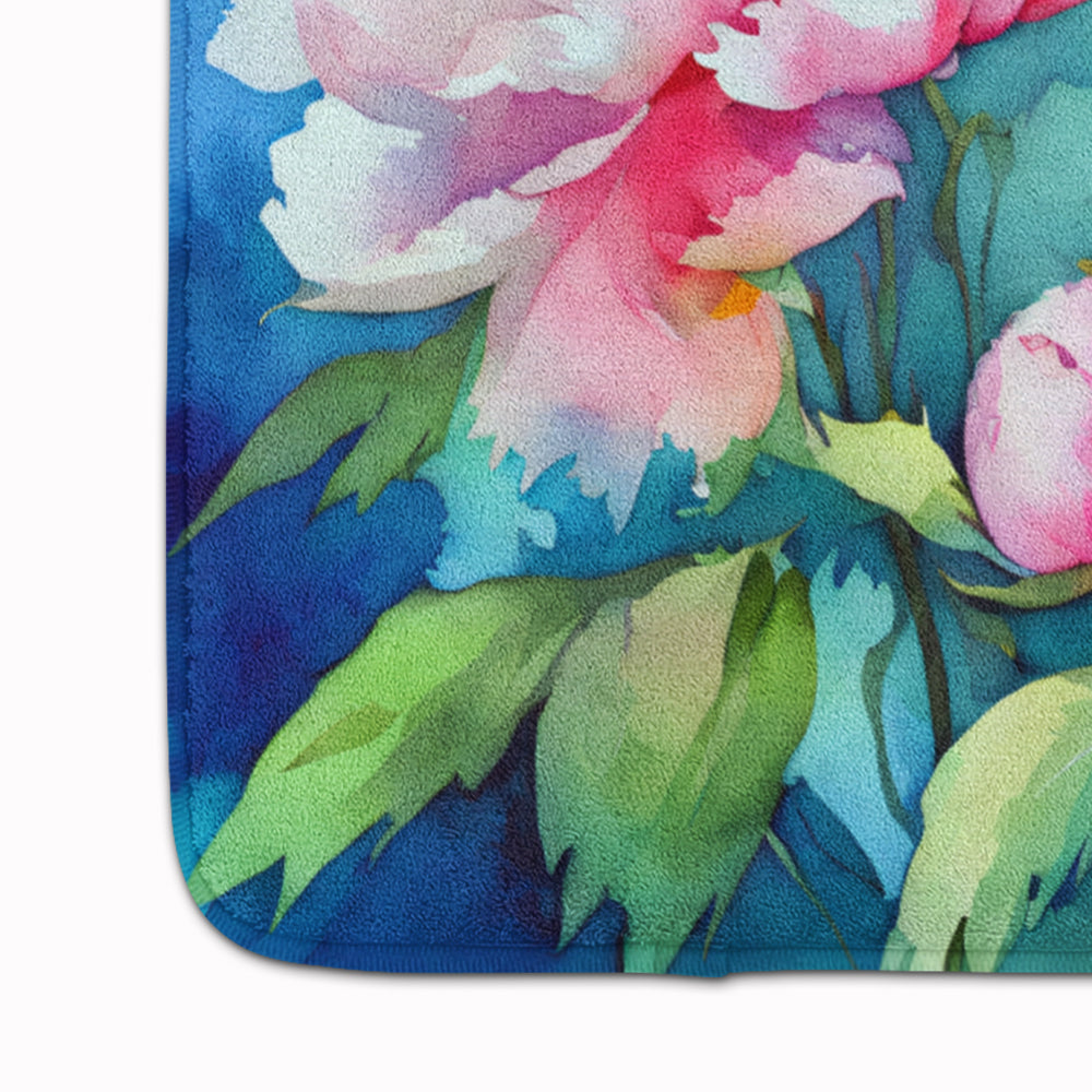 Peonies in Watercolor Memory Foam Kitchen Mat Image 4