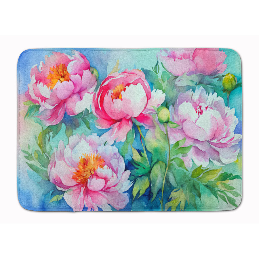 Peonies in Watercolor Memory Foam Kitchen Mat Image 1