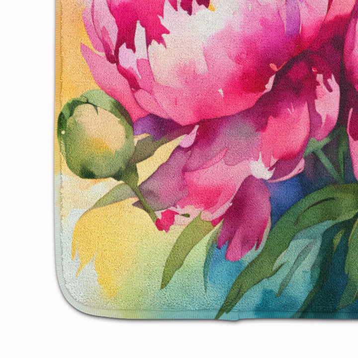 Peonies in Watercolor Memory Foam Kitchen Mat Image 4