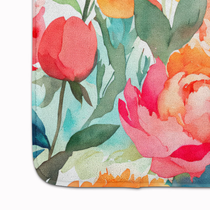 Peonies in Watercolor Memory Foam Kitchen Mat Image 4