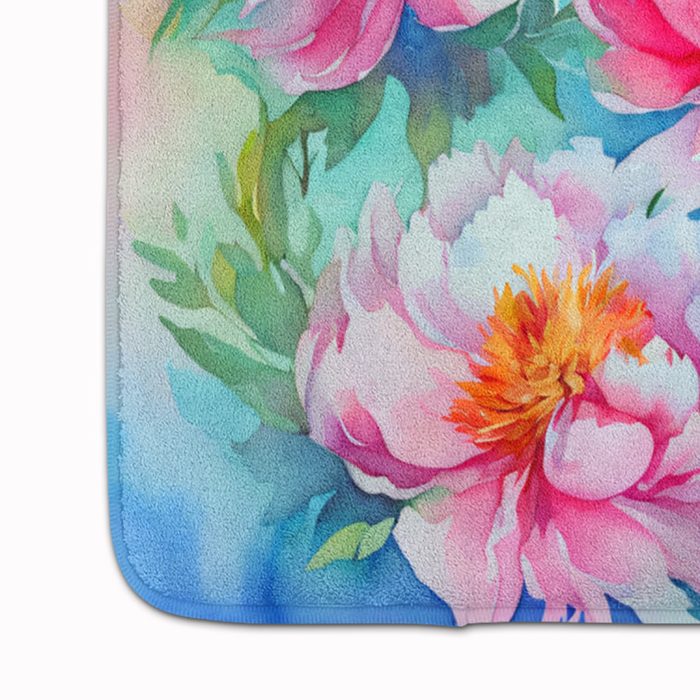 Peonies in Watercolor Memory Foam Kitchen Mat Image 4