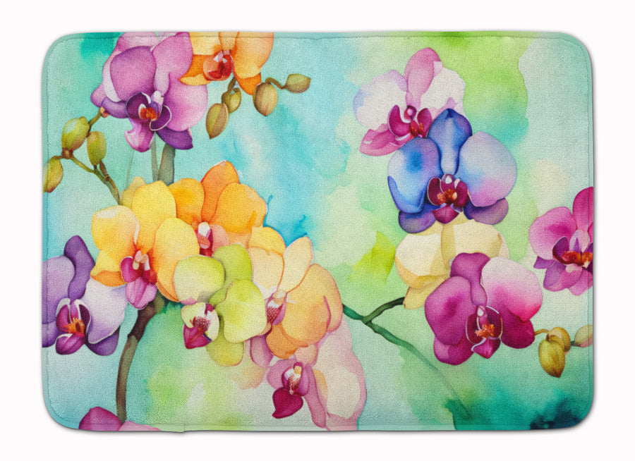 Orchids in Watercolor Memory Foam Kitchen Mat Image 1