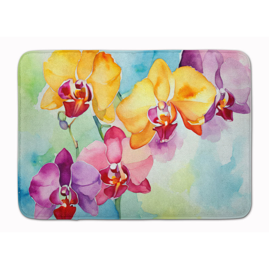 Orchids in Watercolor Memory Foam Kitchen Mat Image 1