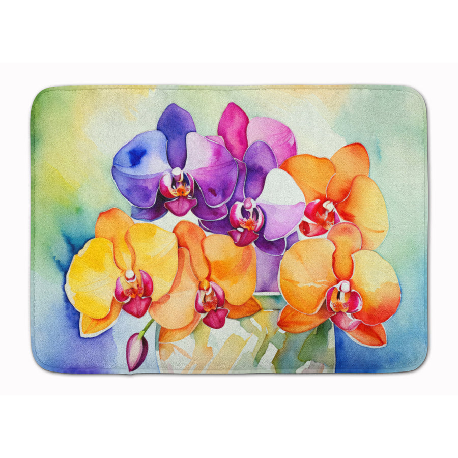 Orchids in Watercolor Memory Foam Kitchen Mat Image 1