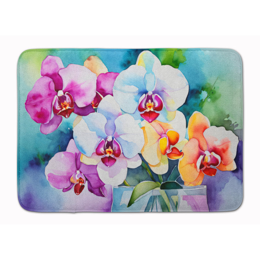 Orchids in Watercolor Memory Foam Kitchen Mat Image 1