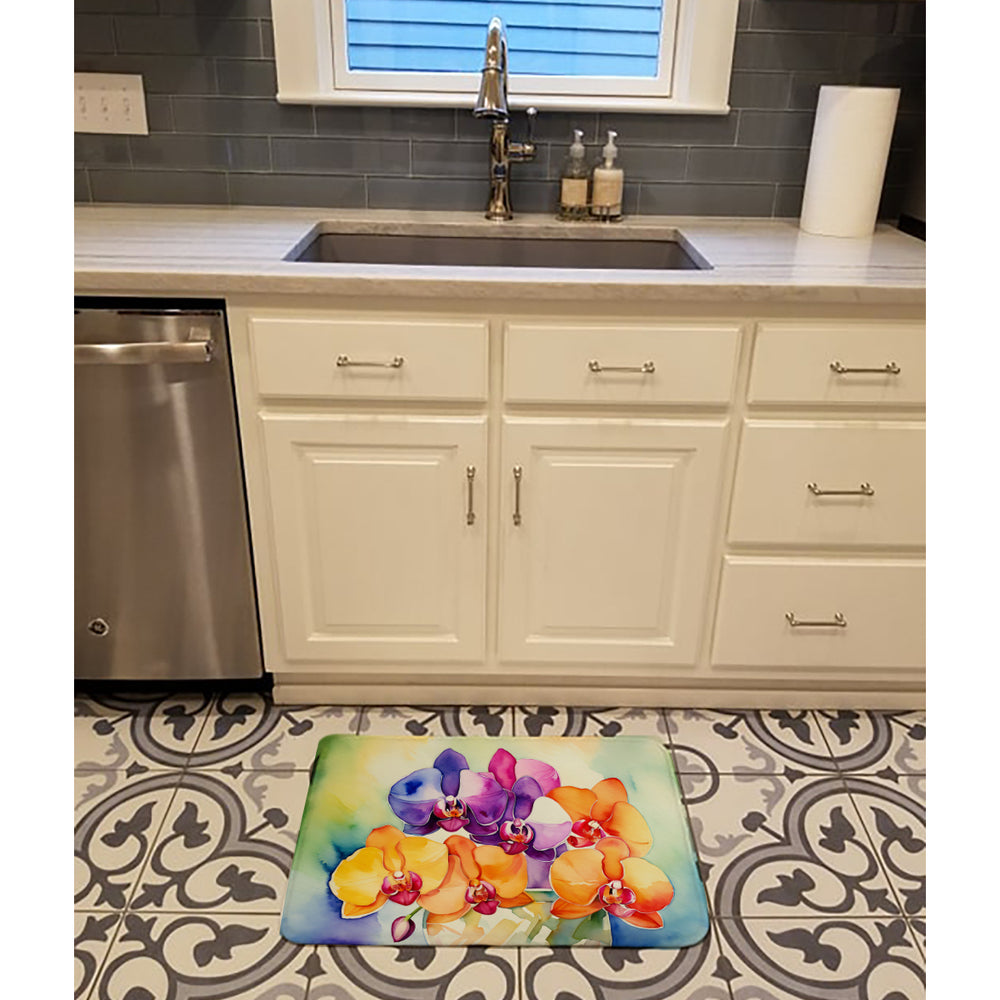 Orchids in Watercolor Memory Foam Kitchen Mat Image 2