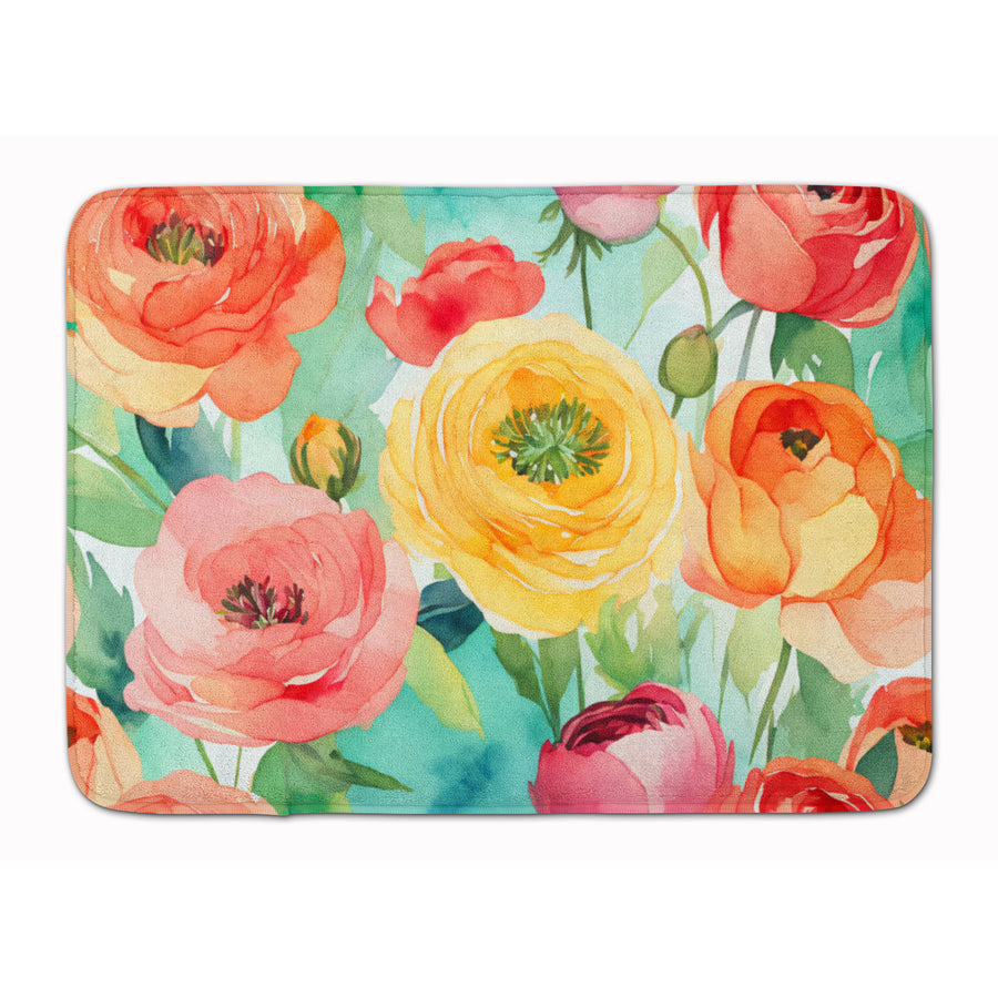 Ranunculus in Watercolor Memory Foam Kitchen Mat Image 1