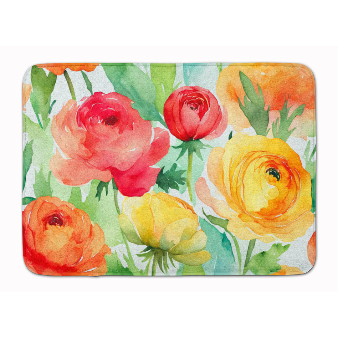 Ranunculus in Watercolor Memory Foam Kitchen Mat Image 1