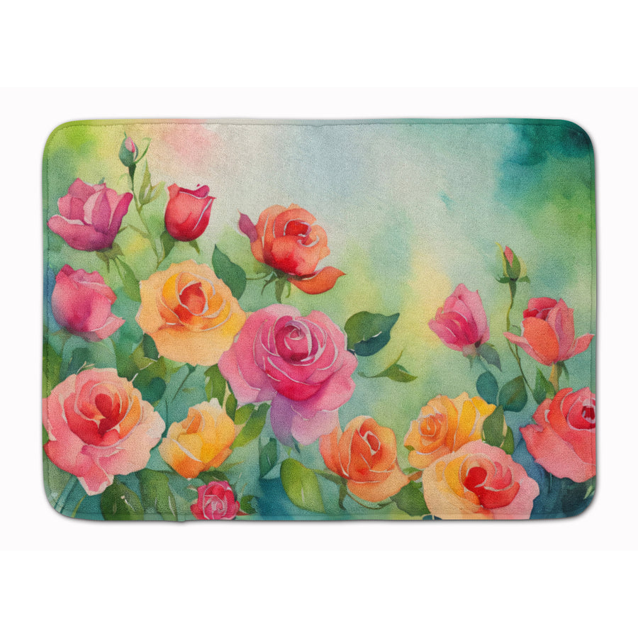 Roses in Watercolor Memory Foam Kitchen Mat Image 1