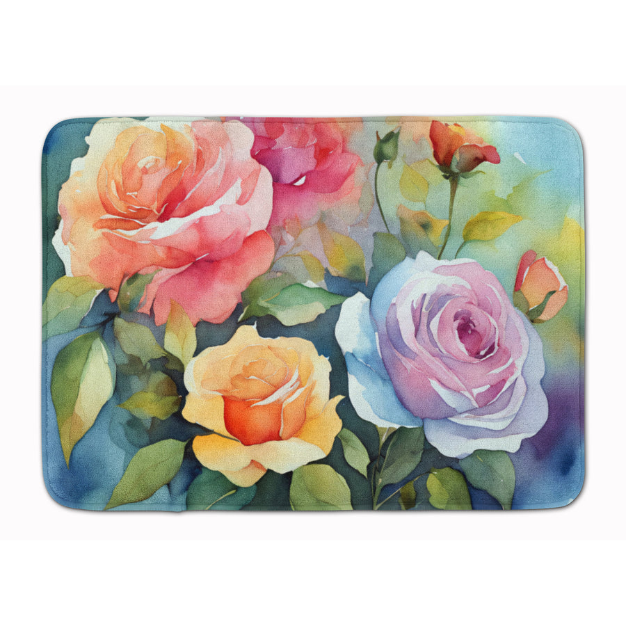 Roses in Watercolor Memory Foam Kitchen Mat Image 1