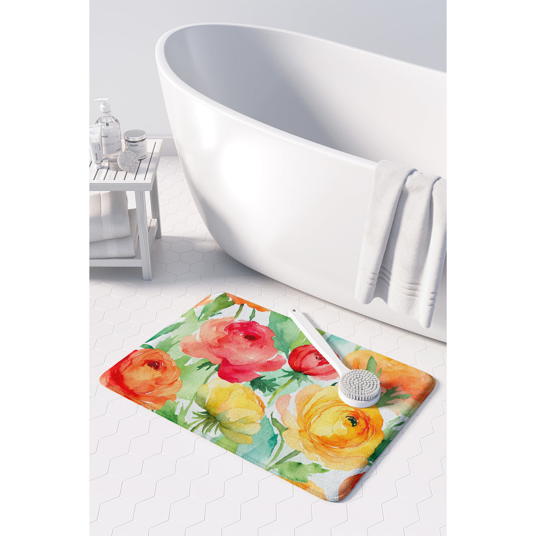 Ranunculus in Watercolor Memory Foam Kitchen Mat Image 3