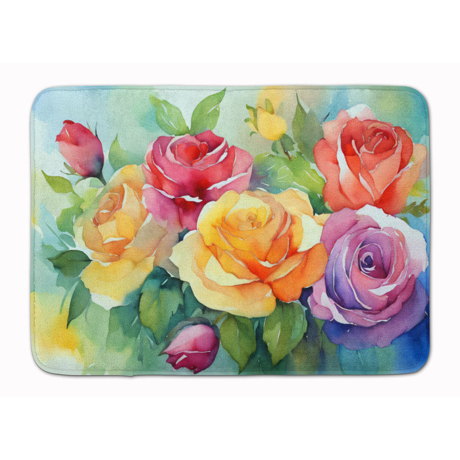 Roses in Watercolor Memory Foam Kitchen Mat Image 1