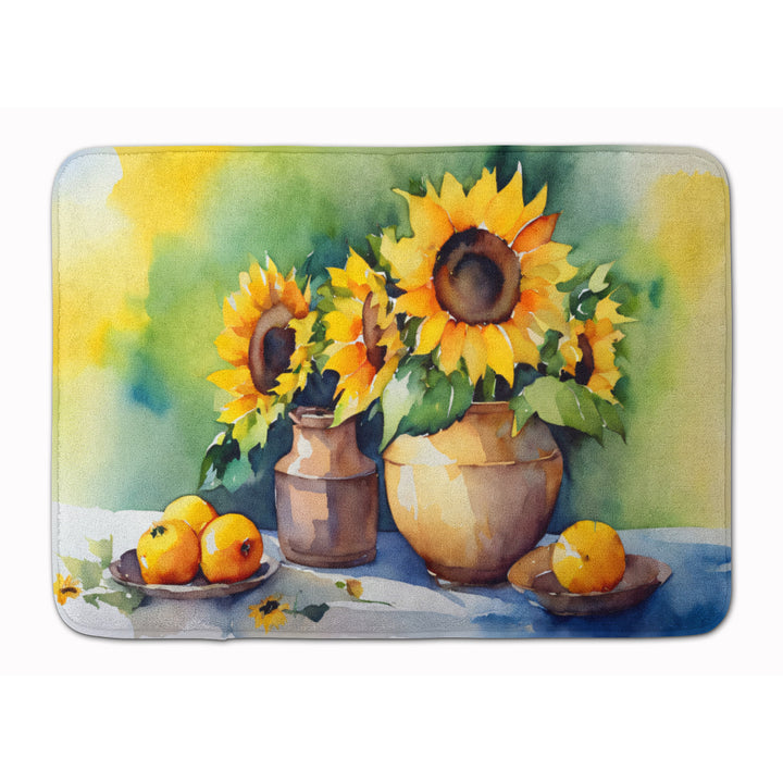 Sunflowers in Watercolor Memory Foam Kitchen Mat Image 1