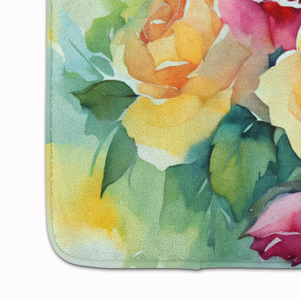 Roses in Watercolor Memory Foam Kitchen Mat Image 4