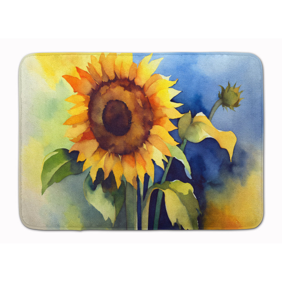 Sunflowers in Watercolor Memory Foam Kitchen Mat Image 1