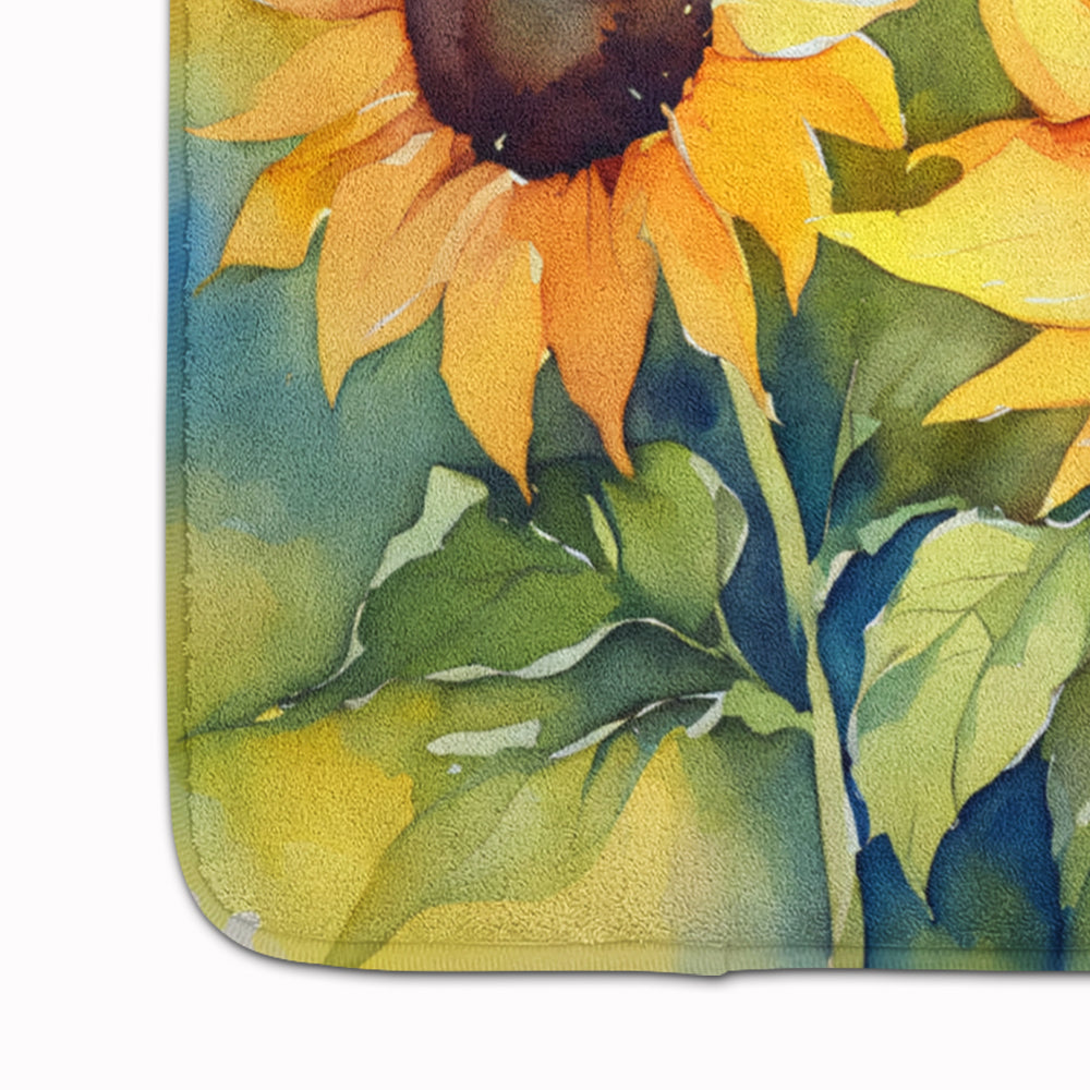 Sunflowers in Watercolor Memory Foam Kitchen Mat Image 4