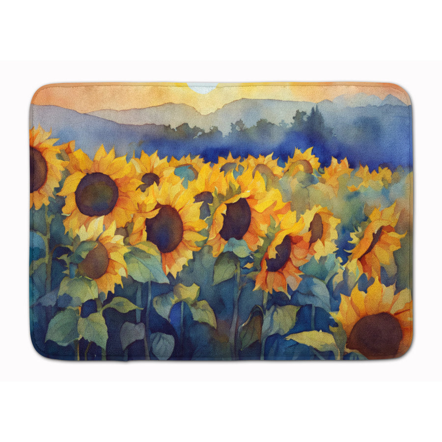 Sunflowers in Watercolor Memory Foam Kitchen Mat Image 1