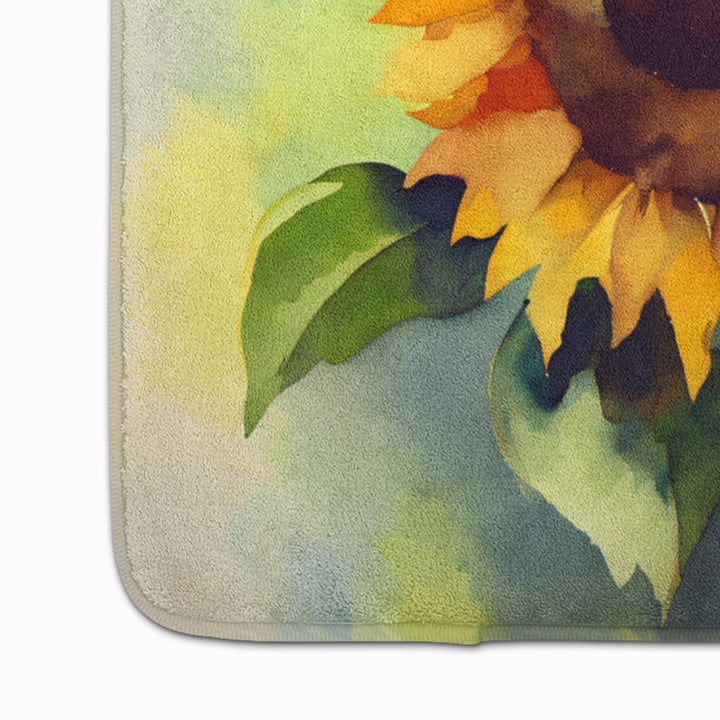 Sunflowers in Watercolor Memory Foam Kitchen Mat Image 4