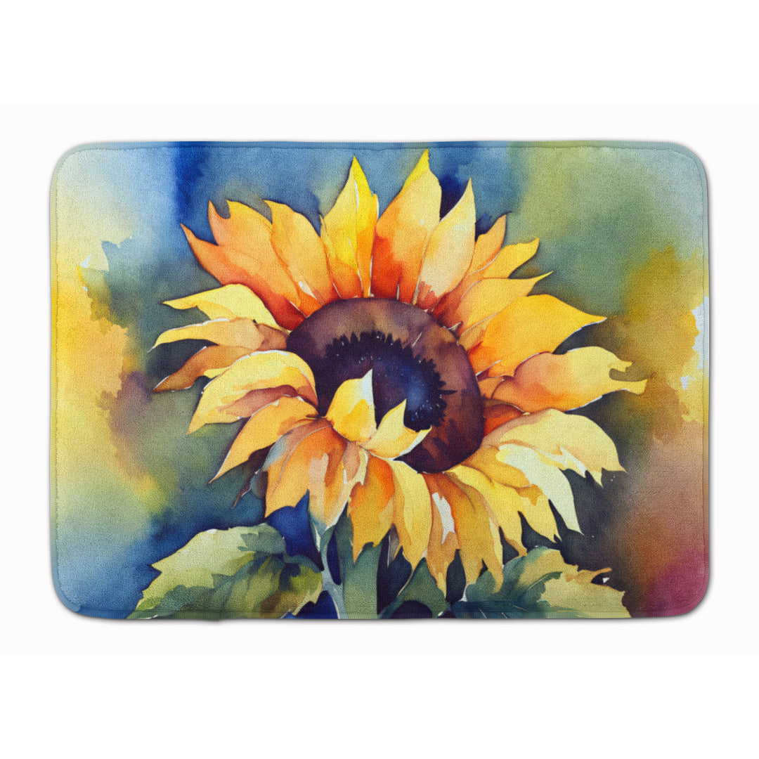 Sunflowers in Watercolor Memory Foam Kitchen Mat Image 1