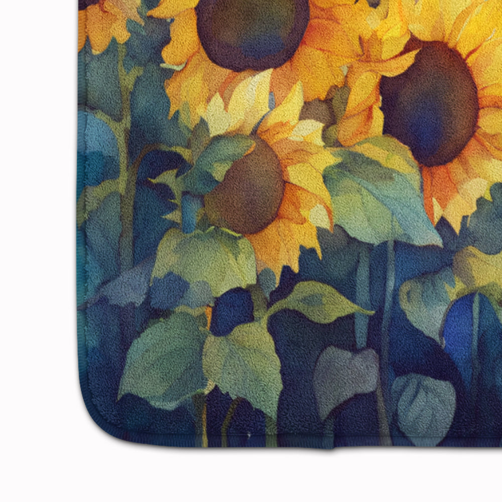 Sunflowers in Watercolor Memory Foam Kitchen Mat Image 4