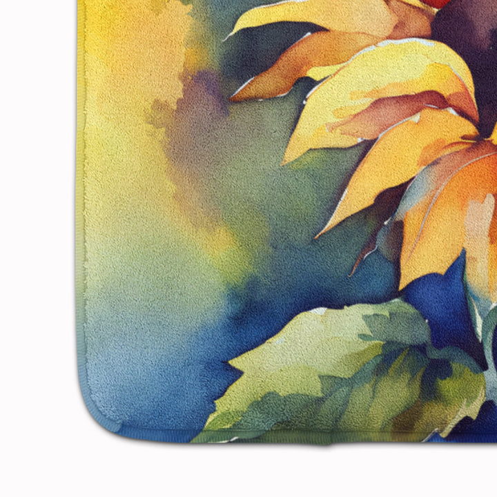 Sunflowers in Watercolor Memory Foam Kitchen Mat Image 4