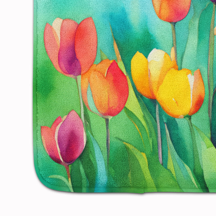 Tulips in Watercolor Memory Foam Kitchen Mat Image 4