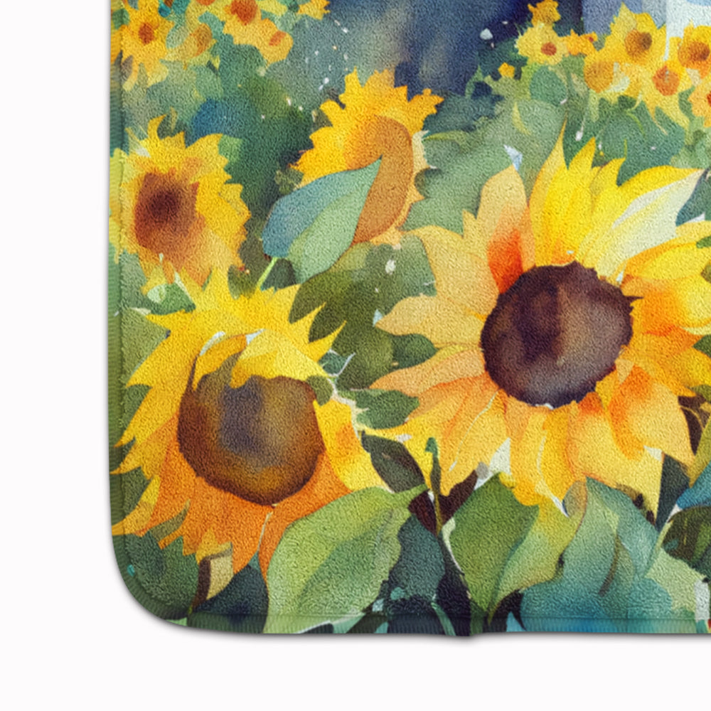 Sunflowers in Watercolor Memory Foam Kitchen Mat Image 4