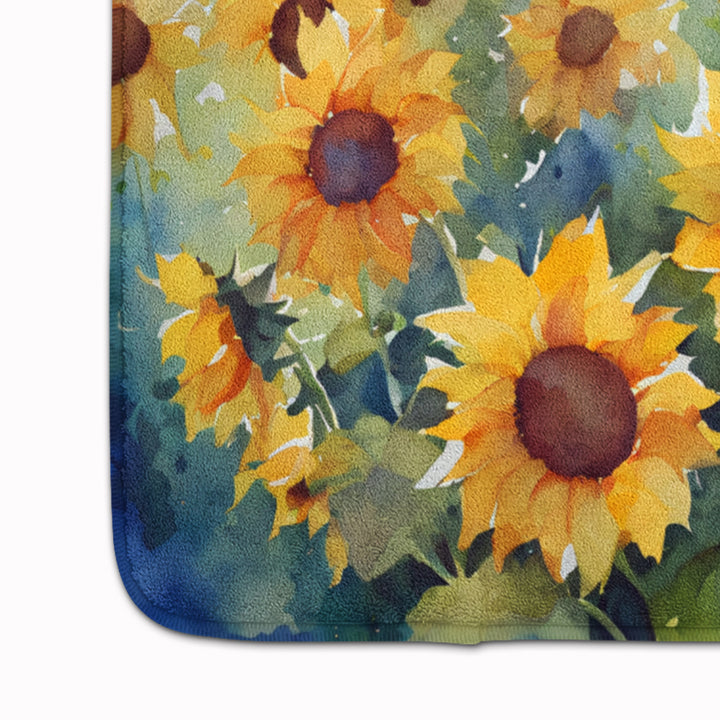 Sunflowers in Watercolor Memory Foam Kitchen Mat Image 4