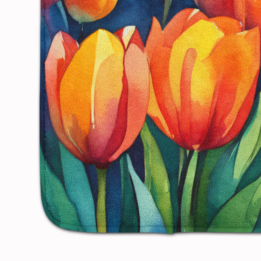 Tulips in Watercolor Memory Foam Kitchen Mat Image 4