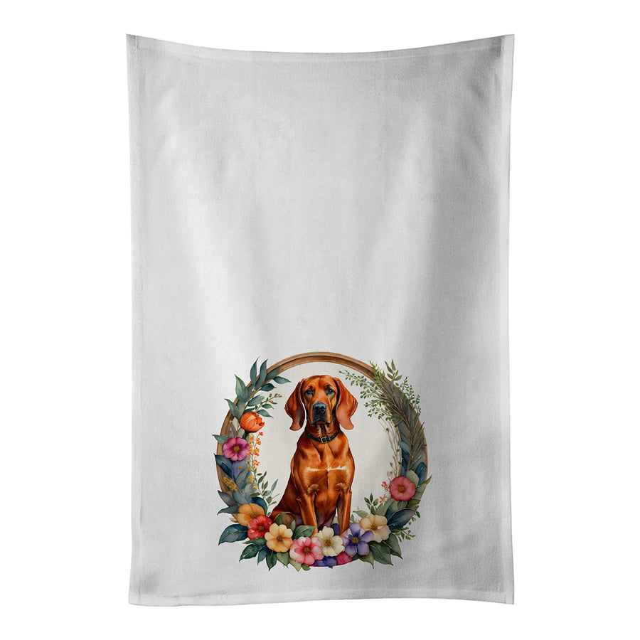 Redbone Coonhound and Flowers Kitchen Towel Set of 2 Image 1