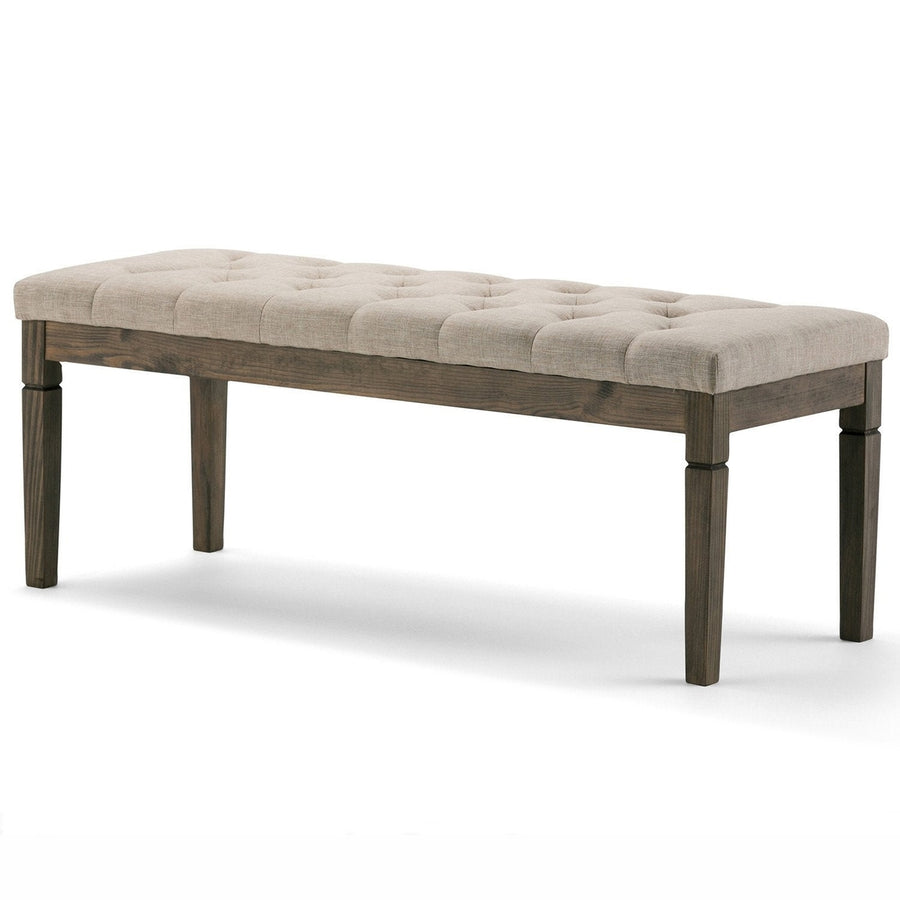 Waverly Ottoman Bench Linen Upholstered Tufted 48" French Country Style Image 1