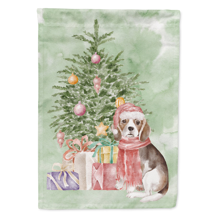 Beagle Puppy Christmas Presents and Tree Flag Canvas House Size Image 1