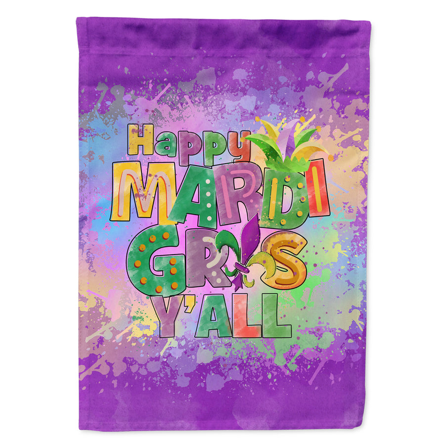 Happy Mardi Gras Yall Flag Canvas House Size Image 1