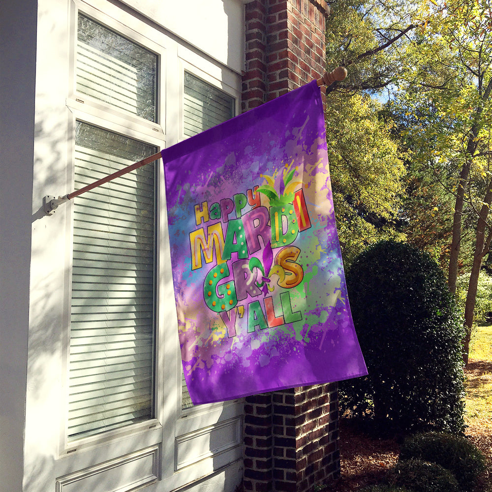 Happy Mardi Gras Yall Flag Canvas House Size Image 2