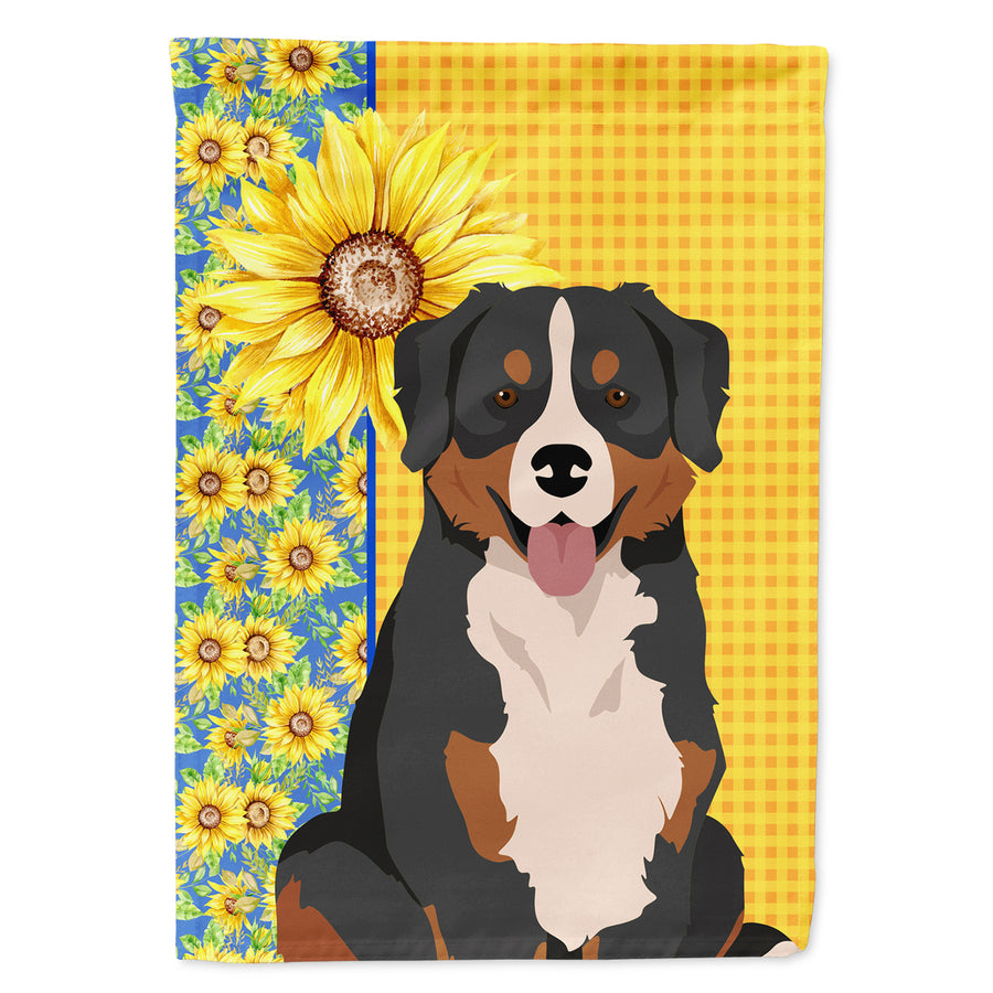 Summer Sunflowers Bernese Mountain Dog Flag Canvas House Size Image 1